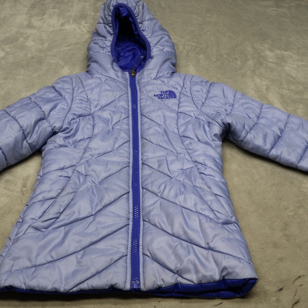 North Face Jacket Girl XXS 5 Purple Reversible Quilted Full Zip Insulated Puffer